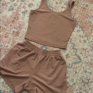 Women's Brown Ribbed set